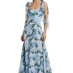 Sachin & Babi Glacial Peonies Pearl Floral Chiffon Maxi Dress
